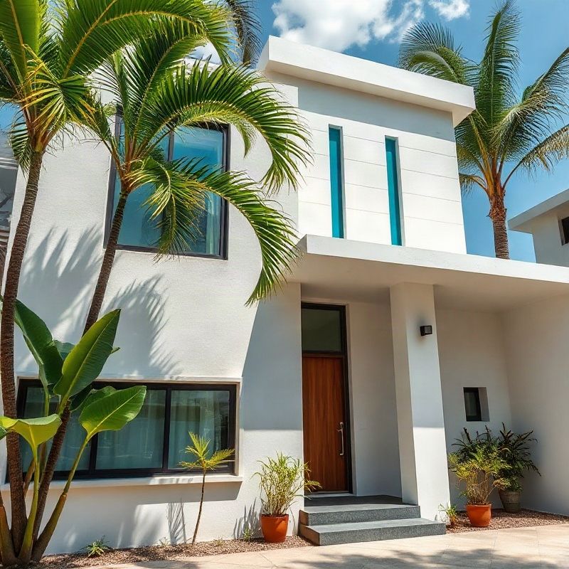Salvador residential facade in equatorial daylight